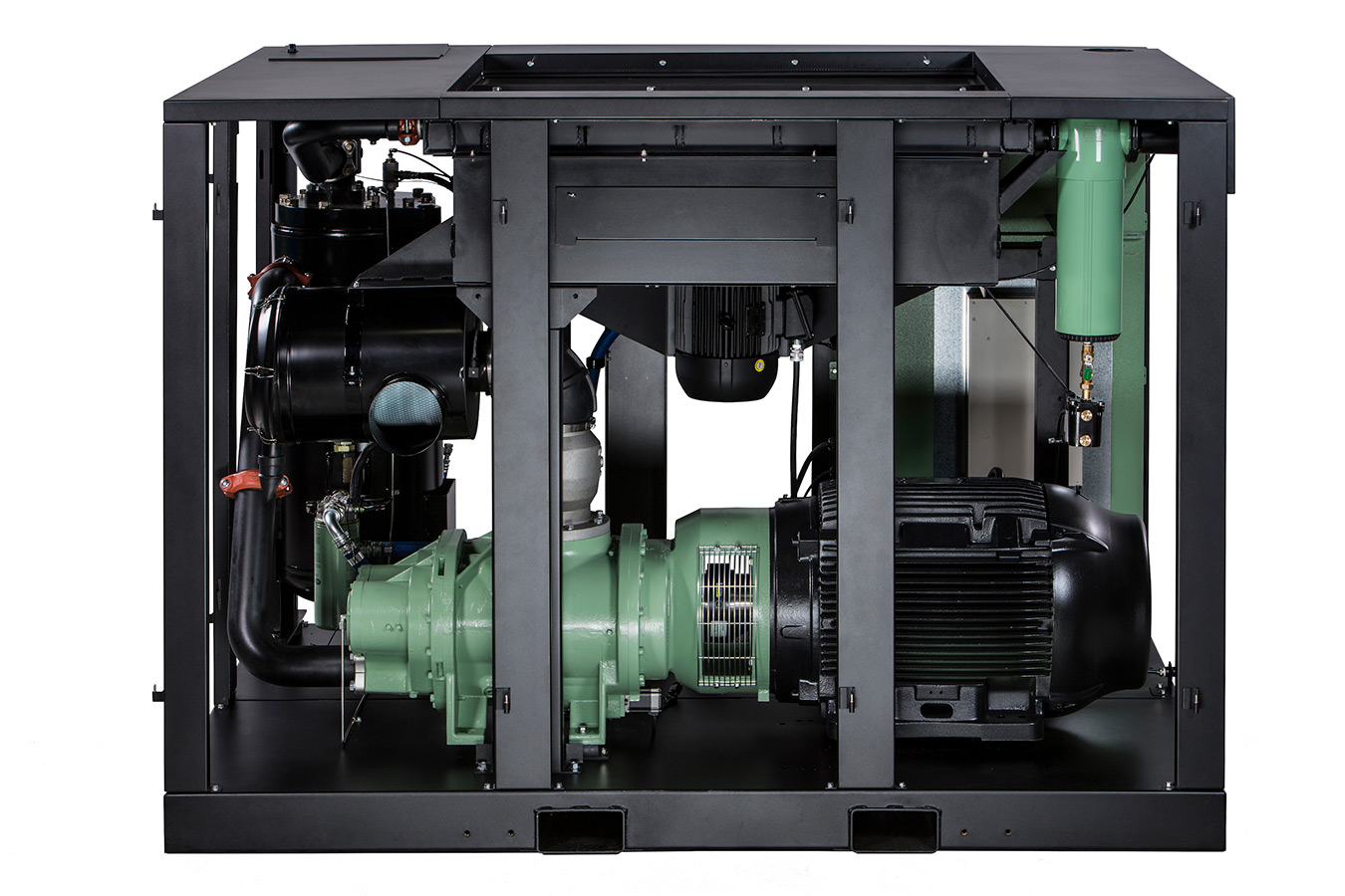 Inside of a Sullair LS90 single-stage rotary screw compressor